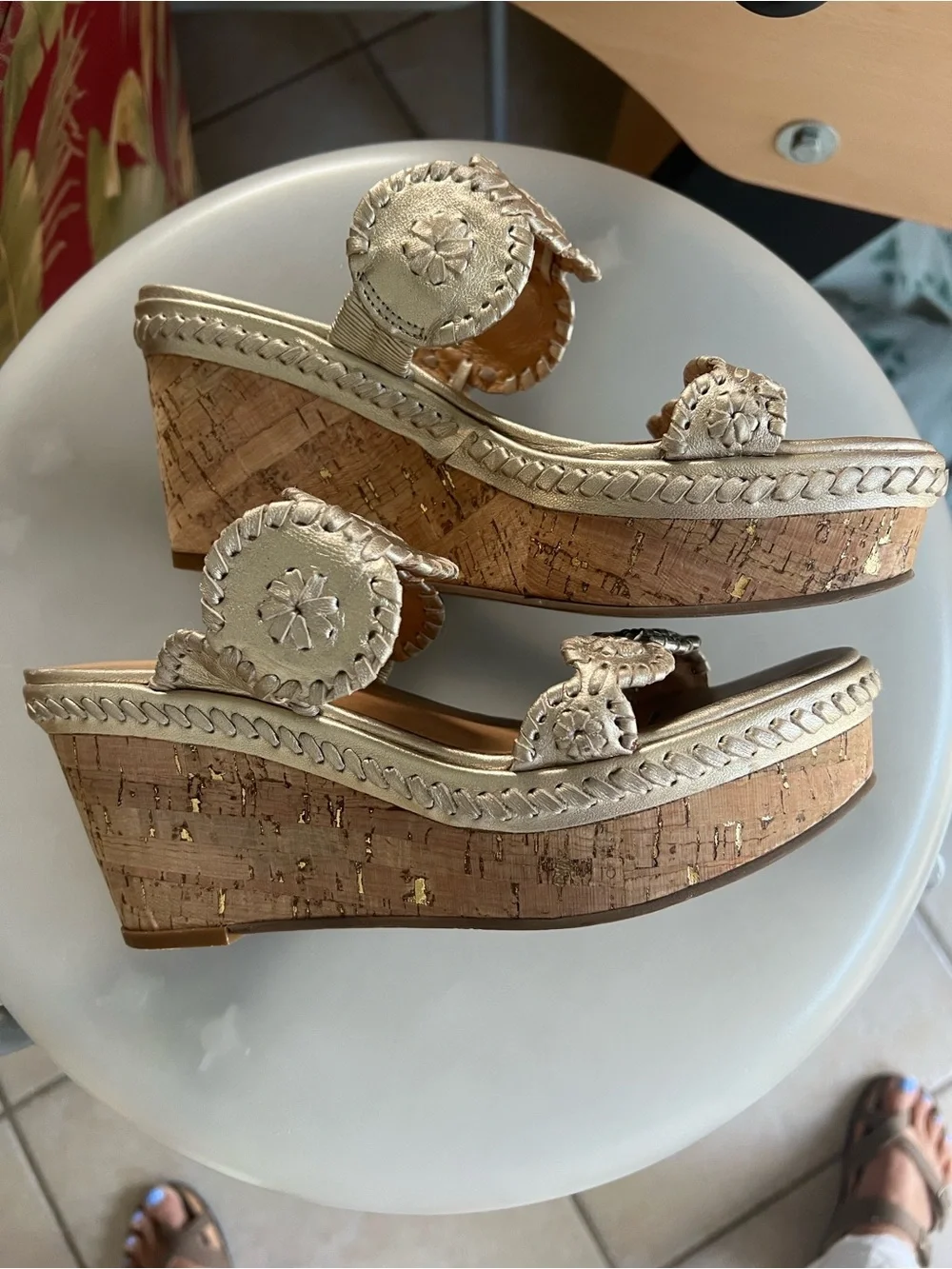 NUC Jack Rogers gold wedge size 7